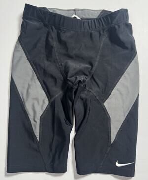 Nike Swim Boys Jammer Swim Shorts Black Gray Size 26 Youth 10-12 Dri-FIT